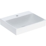 Lavamanos serie Geberit ONE: 50x41cm, Toma de grifo=Centro, Rebosadero=Sin, Blanco / KeraTect